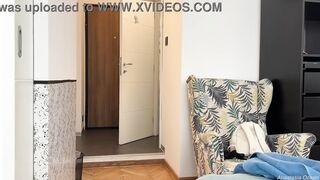 I dropped the towel in front of the delivery stud. Real delivery