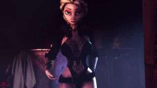 Elsa and Anna Frozen rock hard plow with her