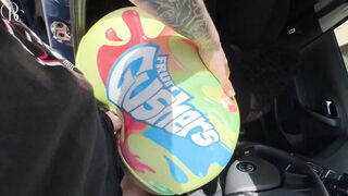 Giant Bootie Black Gets Banged Thru a Fuck-hole in Her Cock-squeezing Cut-offs on Her Way to the Car Wash