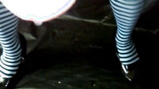 Dame pegging with cable-on ravages boy with gal undies and shoots a load sans fumbling herself