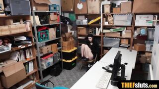 Little dark haired shoplifter plowed her way out of distress