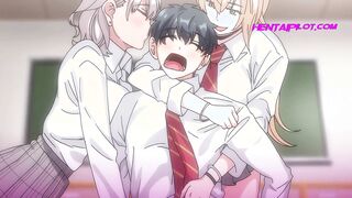 Naughty Classmates Want To Attempt Something Fresh - Harsh Three-way Yam-sized Fellatio - Anime porn